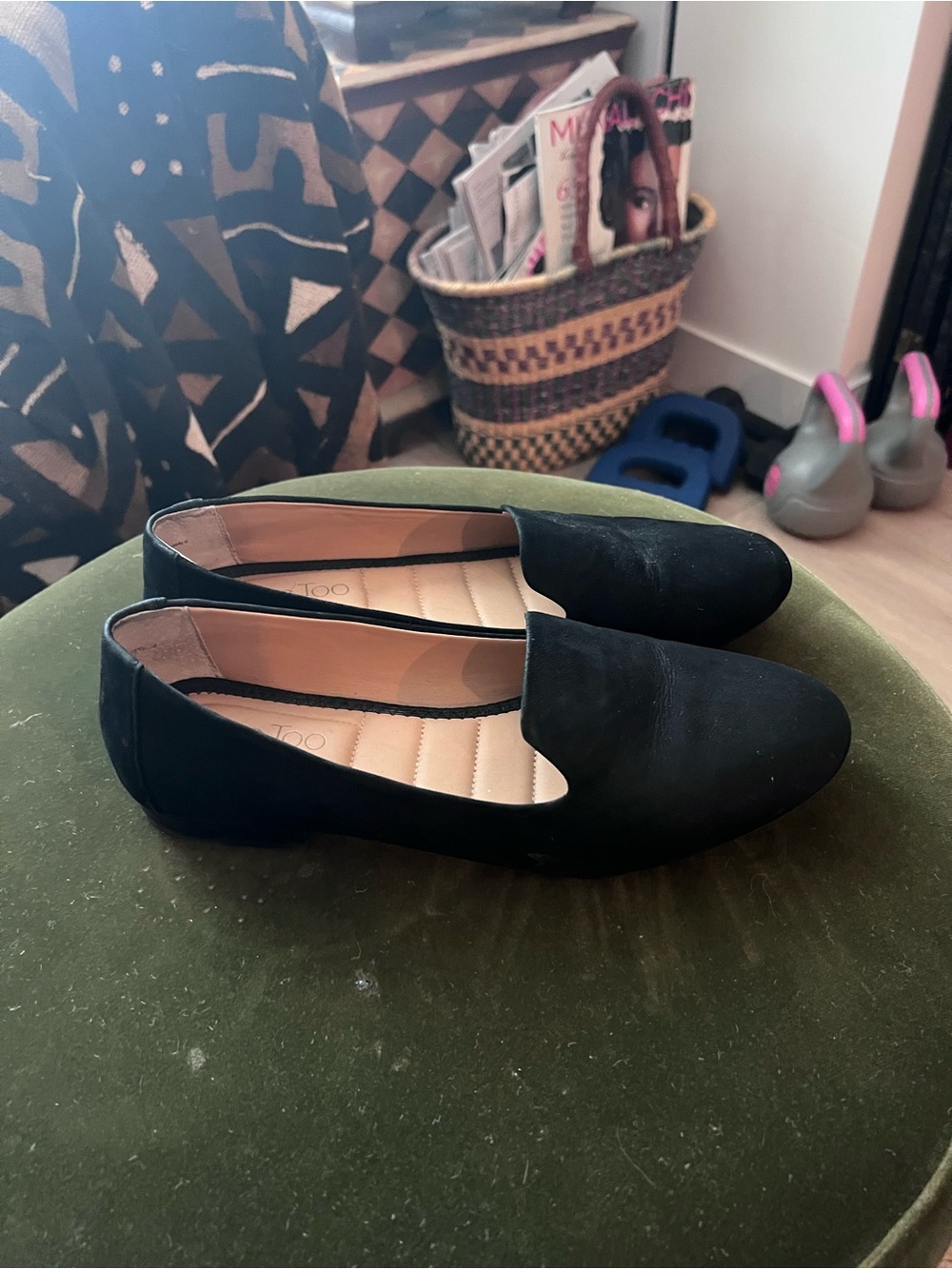 me too Black, Slip-On 100% Leather Suede,  Loafers